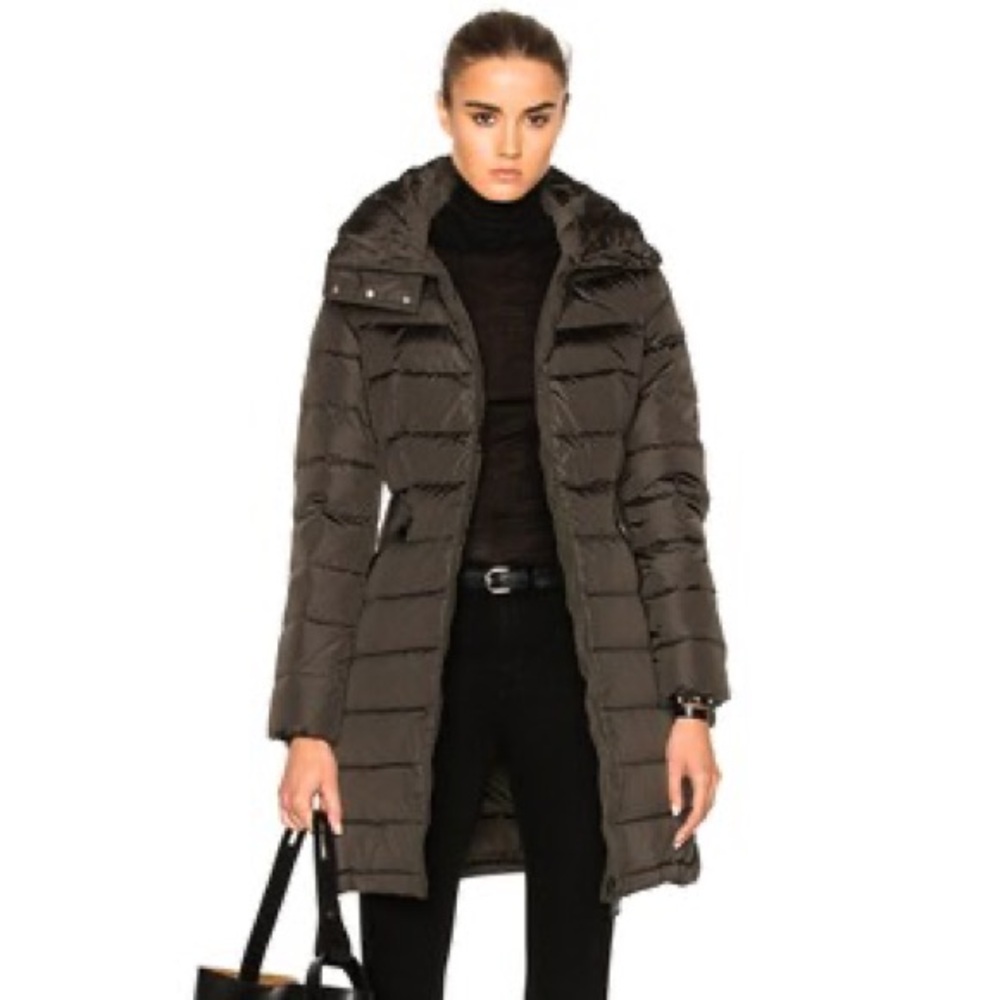 Moncler plumette long down Puffer Coat olive khaki green convertible hood 00